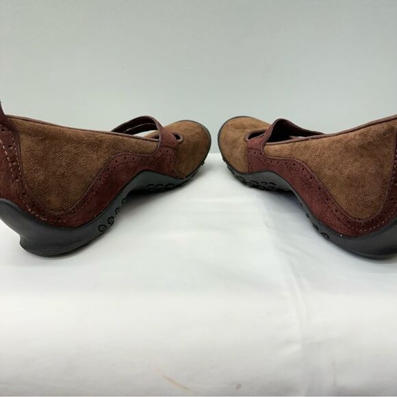 Merrell plaza bandeau cherry oak brown suede leather mary jane shoes women's 9. - Picture 5 of 8